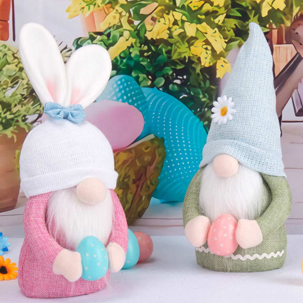 3 Stück Ostern Deko Wichtel Osterhasen Zwerg mit Eiern als Geschenk