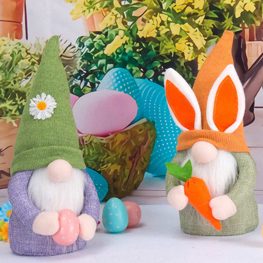 3 Stück Ostern Deko Wichtel Osterhasen Zwerg mit Eiern als Geschenk